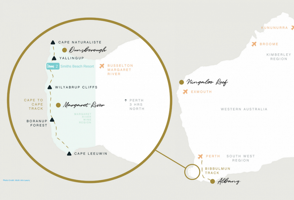 Map of Margaret River Escape with Best of Cape to Cape